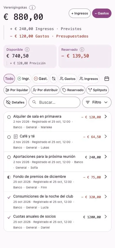 Interfaz de Penny Monet con datos ficticios de ejemplo