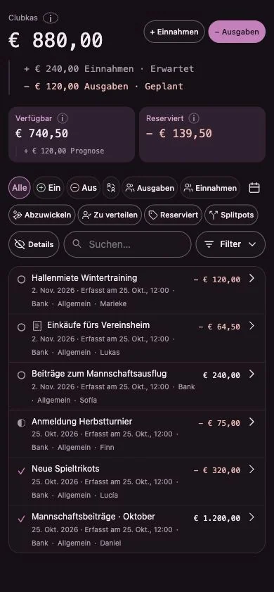 Penny-Monet-Oberfläche mit erfundenen Beispieldaten
