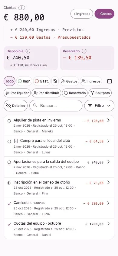 Interfaz de Penny Monet con datos ficticios de ejemplo