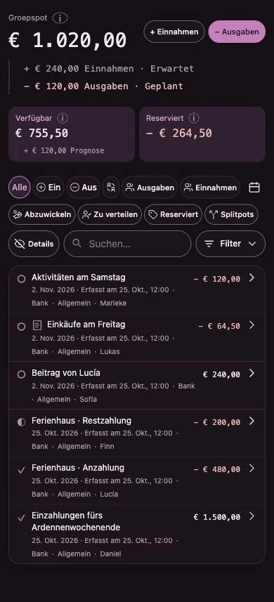 Penny-Monet-Oberfläche mit erfundenen Beispieldaten