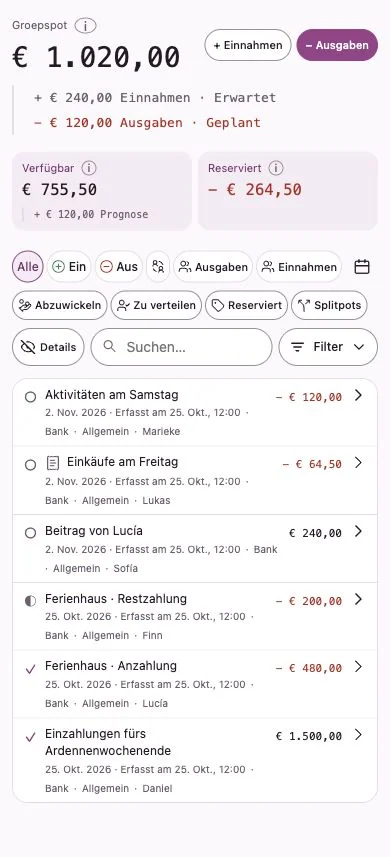 Penny-Monet-Oberfläche mit erfundenen Beispieldaten