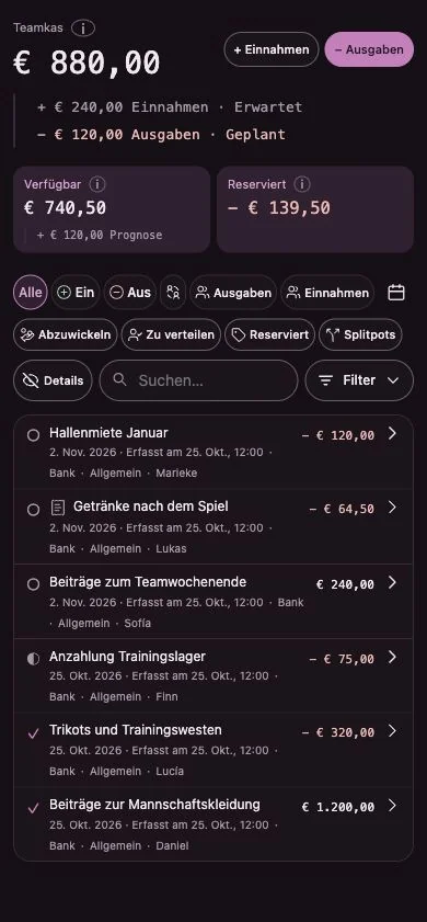 Penny-Monet-Oberfläche mit erfundenen Beispieldaten