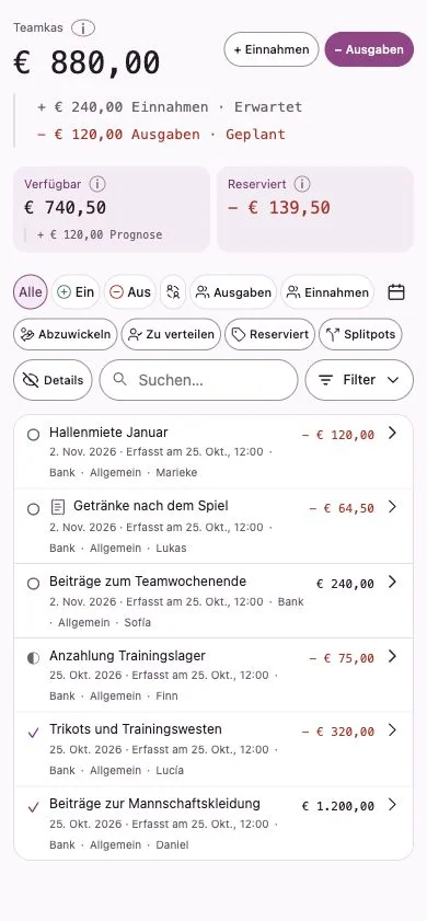 Penny-Monet-Oberfläche mit erfundenen Beispieldaten