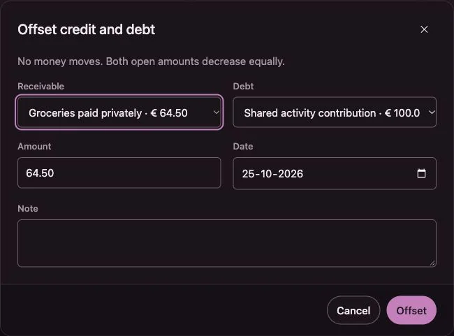 Penny Monet app with fictional example data