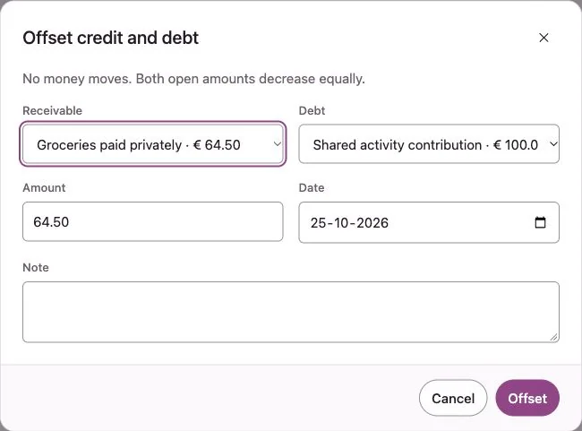 Penny Monet app with fictional example data