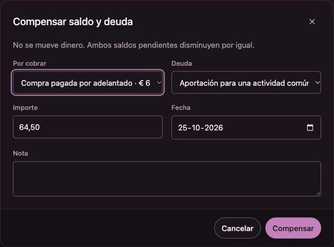 Interfaz de Penny Monet con datos ficticios de ejemplo
